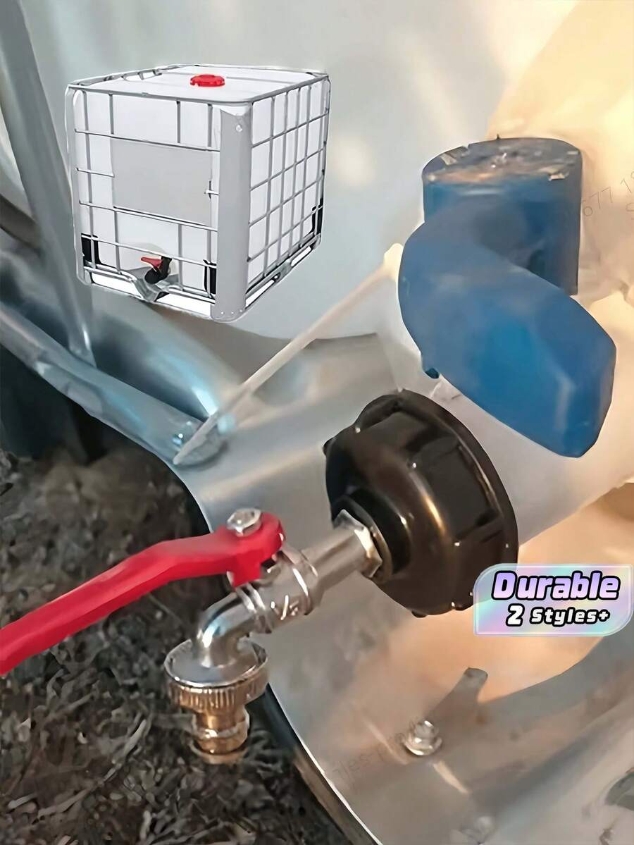 1个合金水龙头适配器，用于快速连接S60X6螺纹IBC吨桶，耐用的金属和塑料花园软管接头，适用于264.17加仑的吨桶。 - A - 查看 1