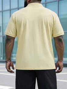Manfinity Homme Camisa polo de manga corta para hombre de talla grande, adecuada para salidas y uso en la oficina - Mostaza Amarilla - Ver 2