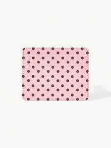 Viva Strut 1 PC Foundation Brown Polka Dot Multi-Card Position Card Clip, Retro Polka Dot Light And Thin Card Bag, Small And Large Capacity! Polka Dot Multi-Card Position Card Bag - Pink brown polka dot - View 2