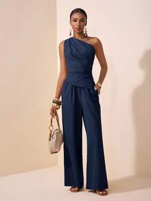 Zivah 2025 Summer New Style Music Festival Bar Party Easter Mother's Day Wedding Birthday Party Daily Outing Basic And Versatile Navy Blue Set Elegant - Navy Blue - View 4