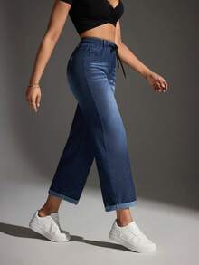 Flexra Jeans casuales con cintura ajustable con cordón - Azul - Ver 6
