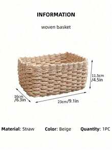 1/3PCS Handmade Woven Storage Basket Seagrass Wood Rattan Geometric Boho Decor For Home Organization Bathroom Bedroom Living Room Desktop Makeup Coastal Vibes Gift For Women Christmas Birthday Present - Beige - View 15
