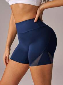 Easithlete Easithlete Women's High Waist Seamless Athletic Shorts - Blue - View 1