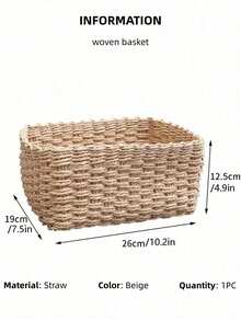 1/3PCS Handmade Woven Storage Basket Seagrass Wood Rattan Geometric Boho Decor For Home Organization Bathroom Bedroom Living Room Desktop Makeup Coastal Vibes Gift For Women Christmas Birthday Present - Beige - View 10