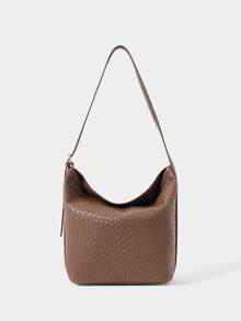 SHECARRY Ladies Shoulder Bag, Exquisite Holiday Woven Embossed PU Handbag - Brown - View 3