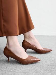 CUCCOO BIZCHIC Women's Pointed Toe Versatile High Heel Pumps For Daily Commute For Christmas Spring Shoes - Brown. - View 5