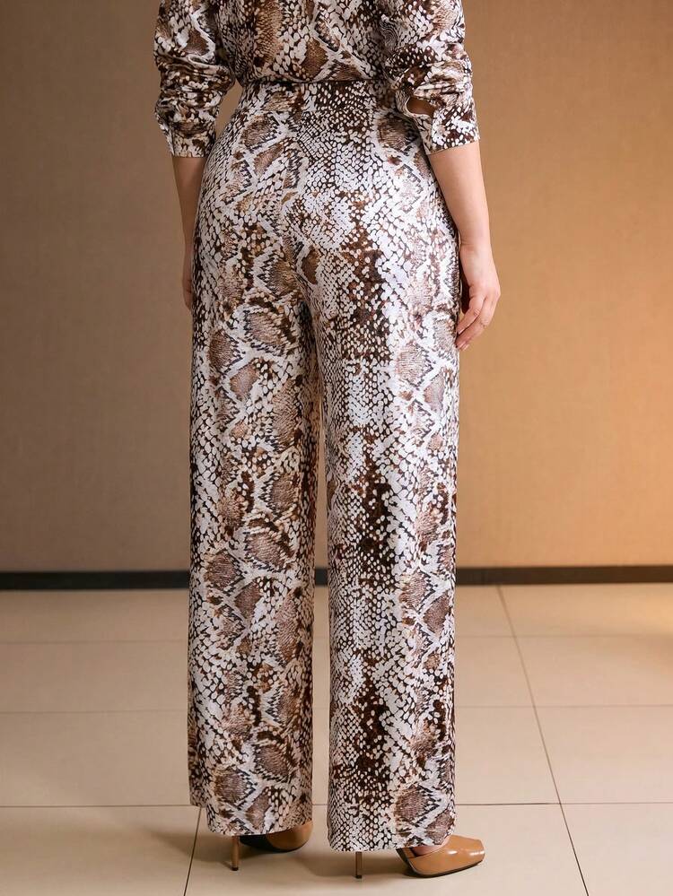 PLUS SIZE WOMEN'S STRETCH VELVET PRINTED PANTS, AUTUMN/WINTER