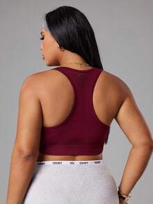 Solea Cove Top de yoga sin costuras para tallas grandes/Diseño de malla/Elegante y sexy/Versátil/Cómodo/Absorbe la humedad - Bold Plum - Ver 5