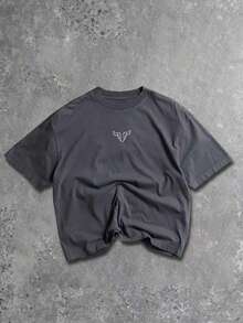 Sport MetroGents Men's Short Sleeve Sports T-Shirt With Round Neck And Weight Bar Graphic, Loose Fit And Breathable - 深灰色 - 查看 3