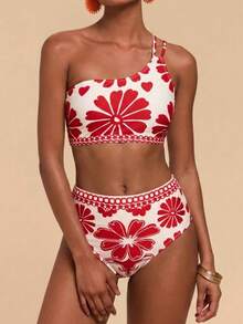Travachic Bộ bikini hai mảnh kiểu retro bất đối xứng dành cho nữ, thích hợp cho mùa hè. - Nhiều màu - Xem 8
