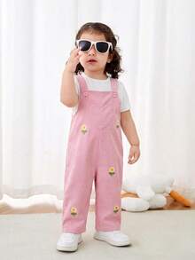 SHEIN Peto de bebé niña con estampado floral tejido - Rosa - Ver 4