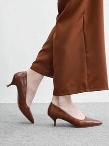 CUCCOO BIZCHIC Women's Pointed Toe Versatile High Heel Pumps For Daily Commute For Christmas Spring Shoes - Brown. - View 4