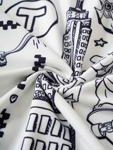 TEENAGE MUTANT NINJA TURTLES | SHEIN Conjunto de camiseta con estampado de letras y pantalones cortos para niño preadolescente, Adolescentes - Blanco - Ver 7
