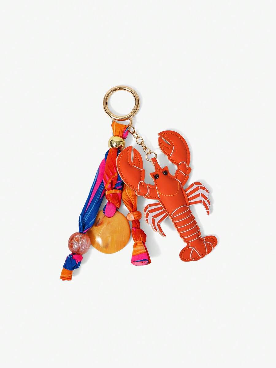 Viva Strut 1pc Summer Beach Lobster Keychain, Lobster Bag Pendant With Colorful Silk Tassel, Ocean Nautical Style Women's Keyring - Summer Beach Lobster - View 1