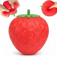 MINKOJA MINKOJA Fraise à presser - Bloc de fraise géant extra large , Cadeaux blagues amusants pour adultes , Balle anti-stress géante de 4,25 pouces , Jouet sensoriel anti-stress pour adultes - Sunny Days Entertainment,,Remplissage de sacs cadeaux, Remplissage de piñatas, Prix de classe, Jouets pour anniversaires & remises de diplômes - Multicolore - Voir 3