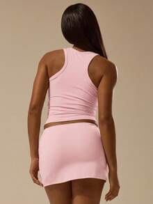 MUSERA ESSENTIALS Top Básica com Alça Racer Toque Suave, Casual, Aeroporto, Férias, Volta às Aulas, Elegante, Primavera, Verão - Rosa empoeirado - Visão 4