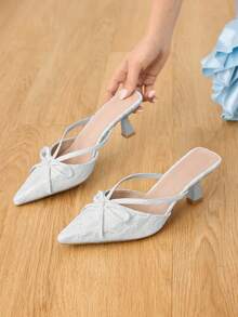 CUCCOO HITCHD Women's New High-Heeled Shoes, Stiletto Pointed Toe Elegant Bow High Heels, Comfortable Heels Suitable For Dates, Work, And Wedding Outfits - Silver - View 6