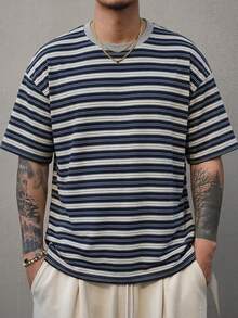 DAZY Camiseta de hombre casual de verano con rayas multicolor - Multicolor - Ver 7