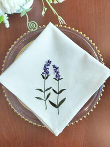 Cirelle 1片/2片/4片薰衣草刺繡餐巾，米色棉麻布料製成，可重複使用的布餐巾，亦可用作餐墊，適用於廚房餐桌、節日派對、婚禮、農舍用餐及各種家居裝飾場景 - 彩色 - 查看 5