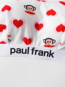 Paul Frank X SHEIN Women's Cute Cartoon Heart Print Wireless Comfortable Bra And Boxy Panty Set - White - View 10