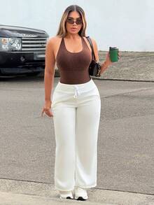 Slayform Slayform Seamless Coffee Brown Print Backless Jumpsuit Gym Summer Athleisure - Coffee Brown - View 7