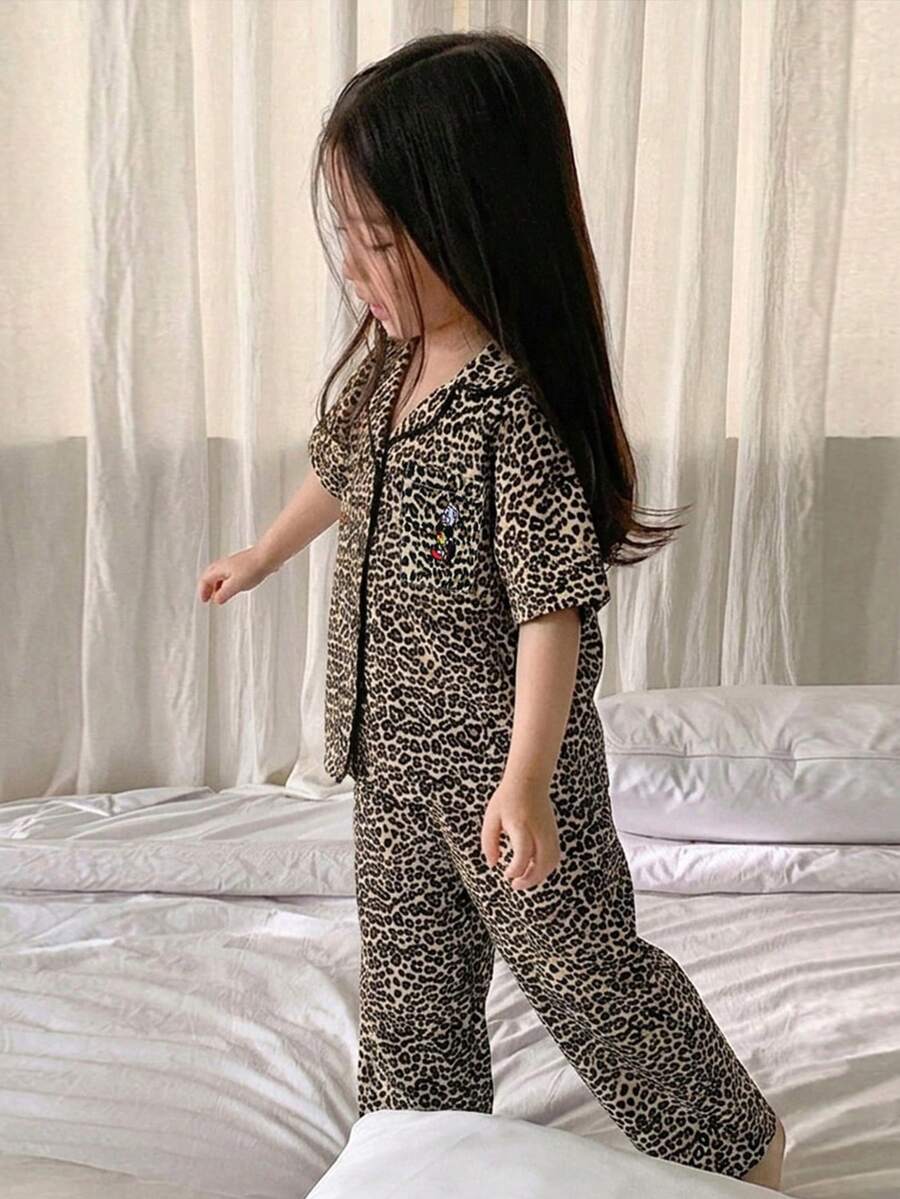 Dazy Kids 少女格紋短袖長褲睡衣套裝,春/夏 - 棕色 - 查看 1