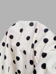 SHEIN MOD Plus Size Polka Dot Dress, Elegant Vintage - Black and White - View 6