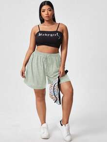 Flirla Plus Size Summer Loose Casual Shorts - Light Grey - View 5