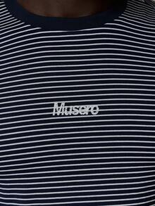 Musero 修身短袖条纹T恤 - 条纹款 - 藍白色 - 查看 6