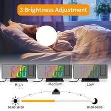 1 قطعة ساعة منبه رقمية بإسقاط ضوئي LED ملون بحجم 7 بوصة (مع كابل USB)، ساعة LED إلكترونية بجانب السرير مع جهاز عرض قابل للدوران 180 درجة، 3 مستويات تعتيم، بطارية احتياطية، غفوة، 12/24 ساعة لديكور المنزل، غرفة النوم، بجانب السرير، إعداد الغرفة، ديكور المنزل، ديكور الغرفة، ساعة رقمية، ديكور غرفة النوم، ديكور السكن الجامعي، العودة إلى المدرسة، ديكور المدرسة، مفاجأة المدرسة، مستلزمات المدرسة - اسود - مشاهدة 5