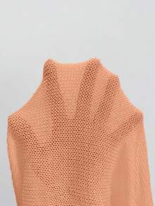 GlowEve CURVE 女款休閒寬鬆度假風白色披肩式開襟毛衣，適合春夏穿著 - 橘色 - 查看 6