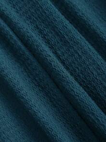 Sweetra Solid Color Cinching Waist Fitted Knit Maxi Dress, European And American Style - Blue Power - View 5