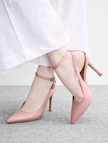 CUCCOO BIZCHIC Women's Pink Pointed Stiletto Strap Sandals, Elegant Adjustable Buckle High Heels, Suitable For Office Work, Wedding Parties, Comfortable High Heels Are Suitable For All Seasons Of The Year - Pink. - View 4