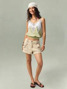 SoleilVie Women's Elegant Boho European Tropical Lace Patchwork Camisole For Summer Vacation Beach Sage Green - Mint Green - View 8