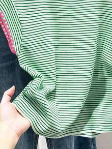 Franclia New Contrast Color Striped Short Sleeve T-Shirt, Spring/Summer Clothing - Multicolor - View 4