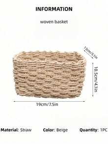 1/3PCS Handmade Woven Storage Basket Seagrass Wood Rattan Geometric Boho Decor For Home Organization Bathroom Bedroom Living Room Desktop Makeup Coastal Vibes Gift For Women Christmas Birthday Present - Beige - View 14