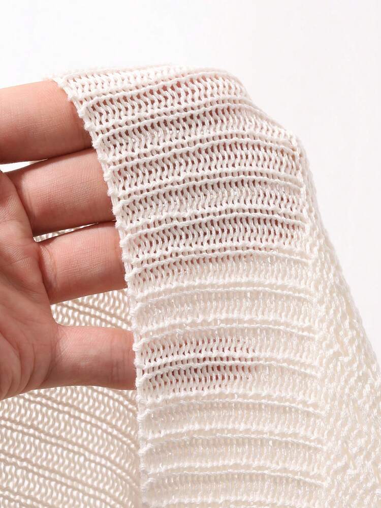 White Polo Collar Mesh Knit Short Sleeve Top For Men