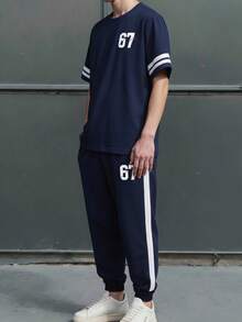 SHEIN 青少年男童春夏新品，休闲简约Y2K风格，涂鸦手绘，嘻哈、游戏、扎染、运动、街头风宽松舒适T恤和短裤，适合约会、外出、上学、聚会、派对等场合。 - 彩色 - 查看 2