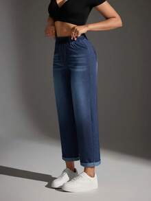 Flexra Jeans casuales con cintura ajustable con cordón - Azul - Ver 5