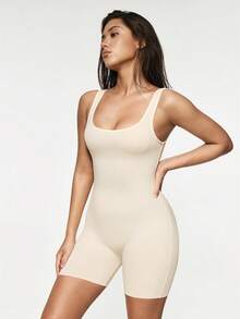SHAPORA Women's Solid Color Sleeveless Jumpsuit - Apricot - View 2