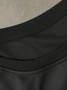 PAVTROS Men's Young Letter Print Crew Neck Short Sleeve T-Shirt - Black - View 4