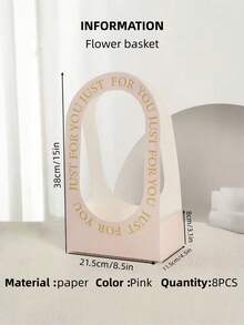 2/6/8个装可折叠纸质提手花篮礼品袋插花支架花瓶婚礼生日派对回礼装饰用品，适用于花束包装、DIY手工、家居装饰 - 多色 - 查看 12