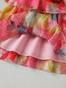Vestido sin mangas con volantes y estampado floral elegante y lindo en color amarillo para bebé niña - Multicolor - Ver 9