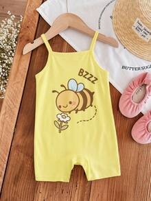 Baby Girl Casual Cartoon Pattern Romper, Suitable For Spring/Summer - Multicolor - View 4