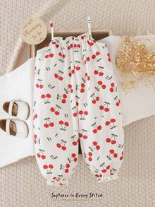 Cozy Pixies Baby Girl Casual Daily Cute Vacation Cherry Print Camisole Romper - Red - View 6