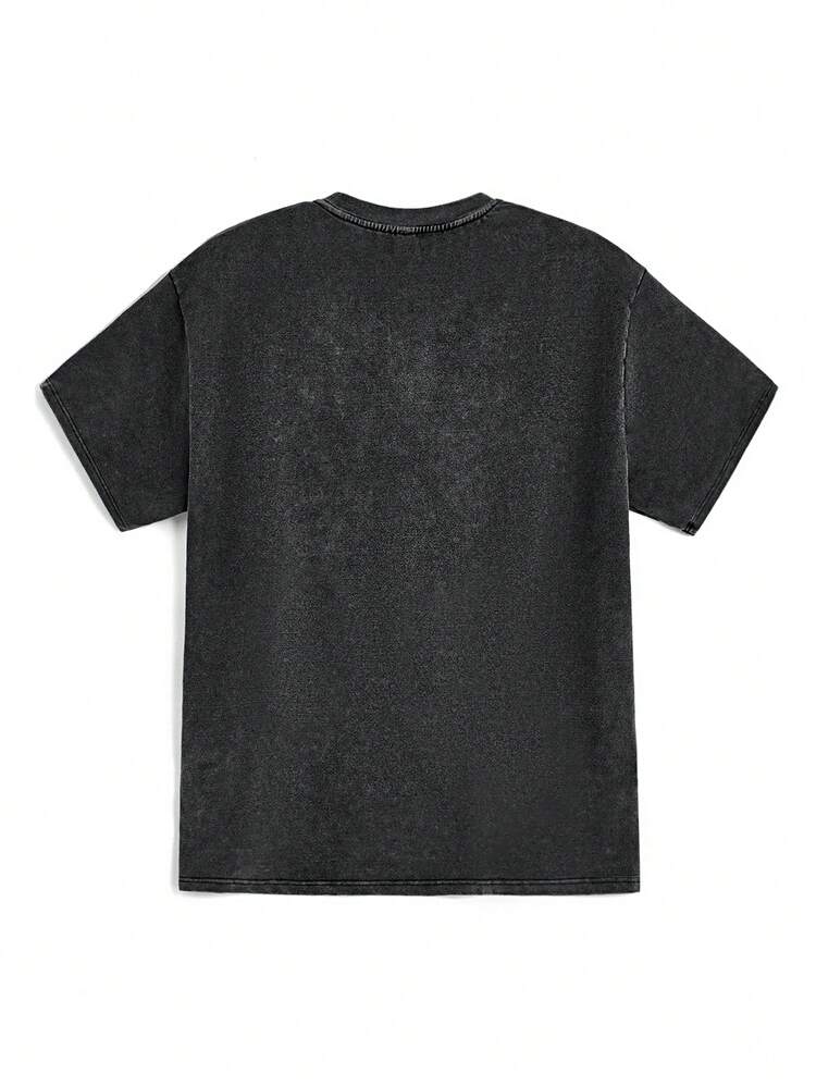 Men's Knitted Casual Ink Printed Short Sleeve T-Shirt With Snowflakes Pattern, Round Neck And Drop Shoulders, Suitable For Summer And Daily Wear