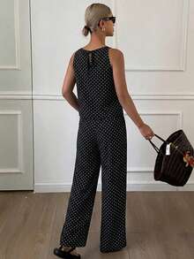 DAZY Women's Summer Striped Spaghetti Strap Top And Pants Casual 2 Pieces Set - Black - View 3