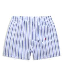 Manfinity VDAYZ Men's Summer Vacation Striped Drawstring Waist Slanted Pocket Beach Shorts, Holiday - Blue and White - View 3