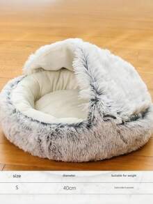 Semi-Enclosed Cat Bed Cozy Warm Calming Kitty Cave House For Indoor Cats Plush Washable Cushion Anti-Anxiety Pet Den - Multicolor - View 7