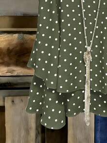 EMERY ROSE Atasan Wanita Tenun Kasual Gaya Resor Motif Polkadot Musim Panas Model Halter - Hijau - View 3